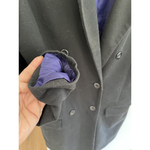 H&M Vtg Womens L Double Breasted Navy Long Blazer Jacket Preppy Old Money - Picture 4 of 5